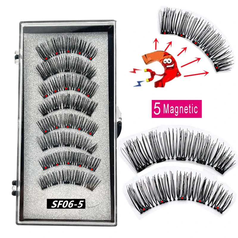 2 Pairs 5-Magnet 3D Magnetic False Eyelashes Natural