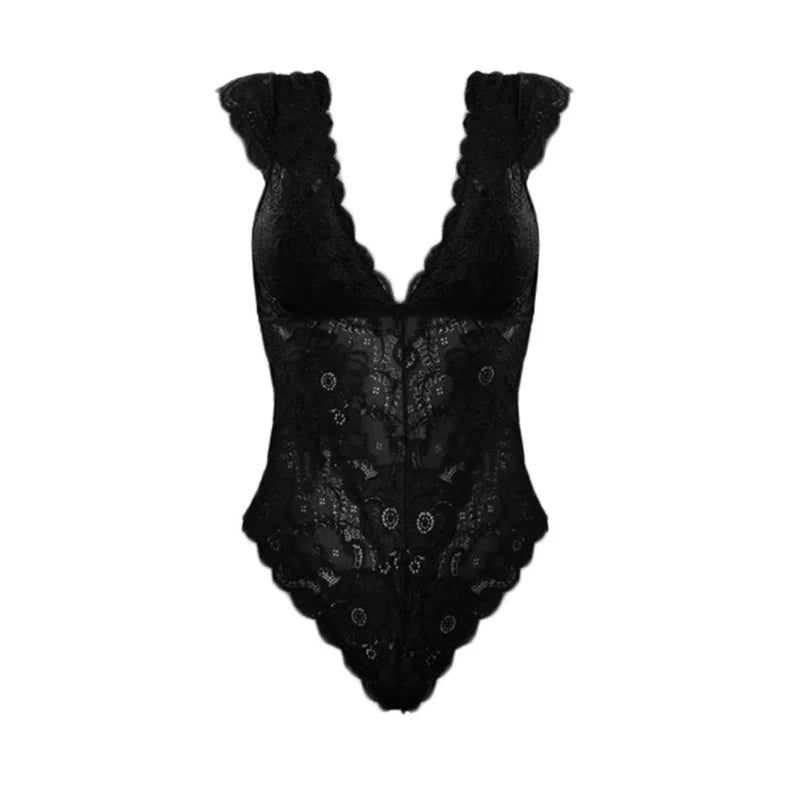 Sexy Mesh Lace Teddy Bodysuit Lingerie Women Halter