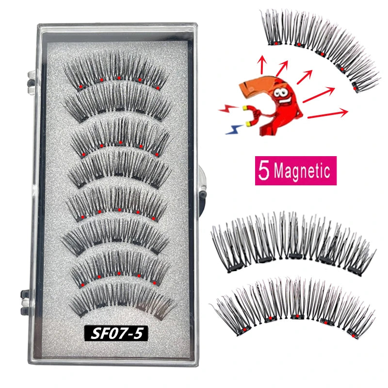 2 Pairs 5-Magnet 3D Magnetic False Eyelashes Natural