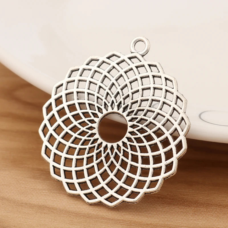 6Pcs Tibetan Silver & Gold Flower Charms for Jewelry DIY