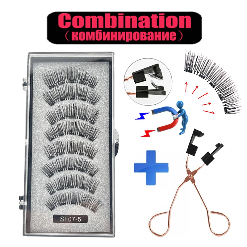2 Pairs 5-Magnet 3D Magnetic False Eyelashes Natural