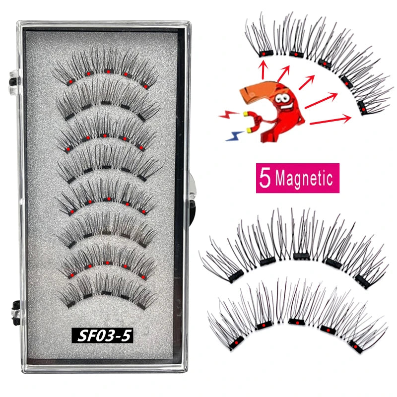 2 Pairs 5-Magnet 3D Magnetic False Eyelashes Natural