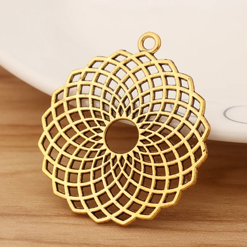 6Pcs Tibetan Silver & Gold Flower Charms for Jewelry DIY