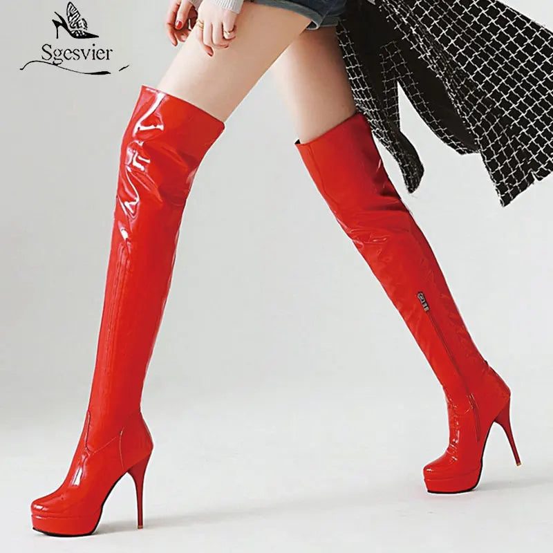 Thigh-High Platform Boots Women Sexy Over Knee Heels