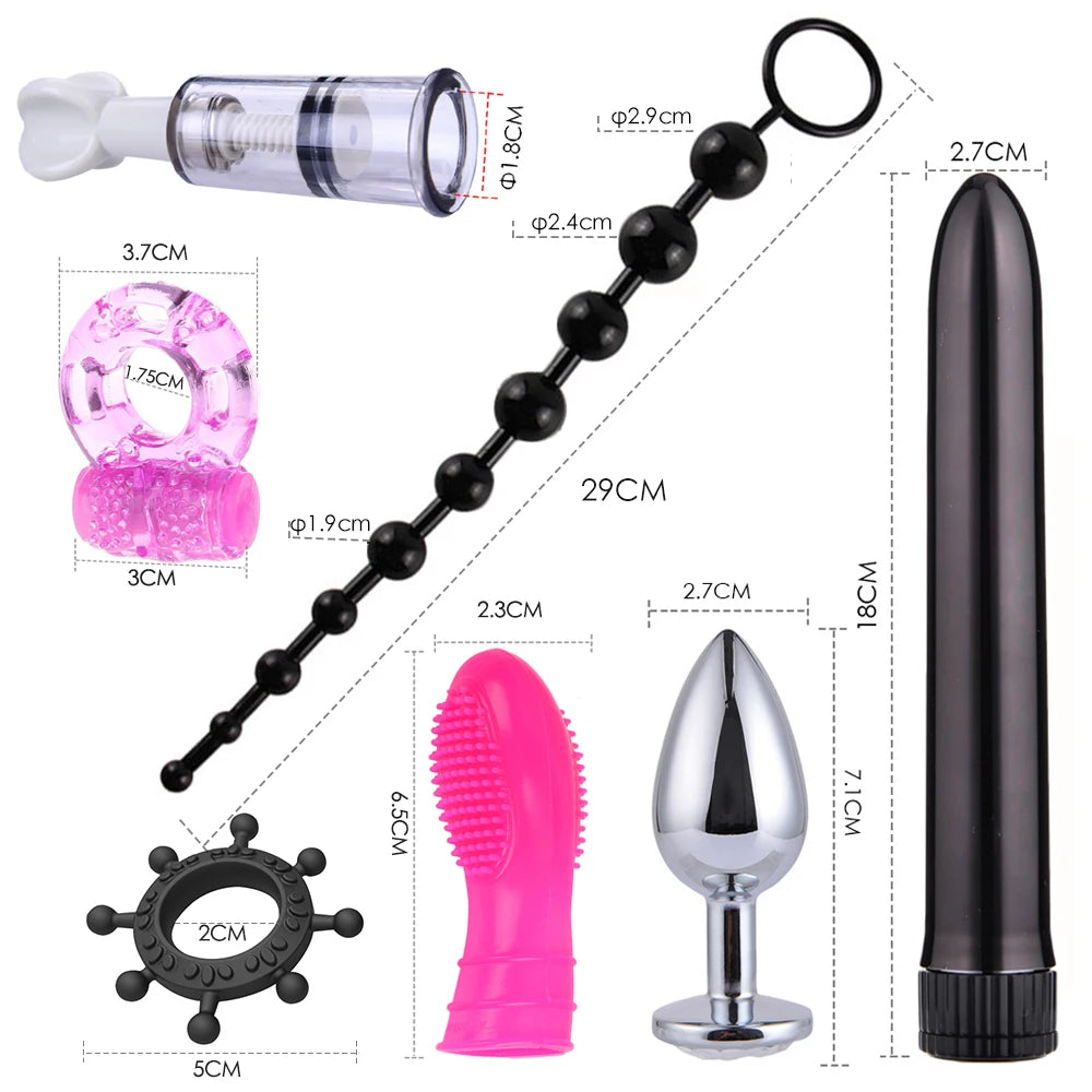 BDSM Bondage Kit for Adults – Handcuffs, Whip & Plug