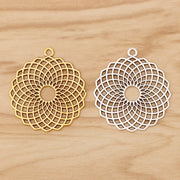 6Pcs Tibetan Silver & Gold Flower Charms for Jewelry DIY
