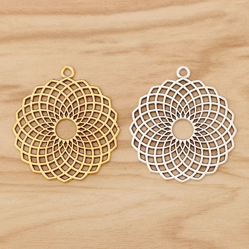 6Pcs Tibetan Silver & Gold Flower Charms for Jewelry DIY