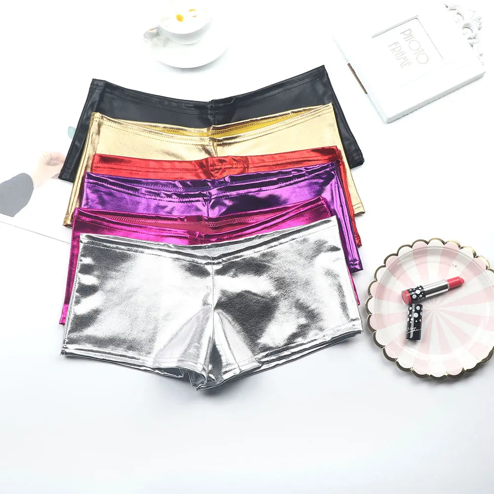 PU Patent Leather Glitter Shorts Sexy Pole Dance Wear