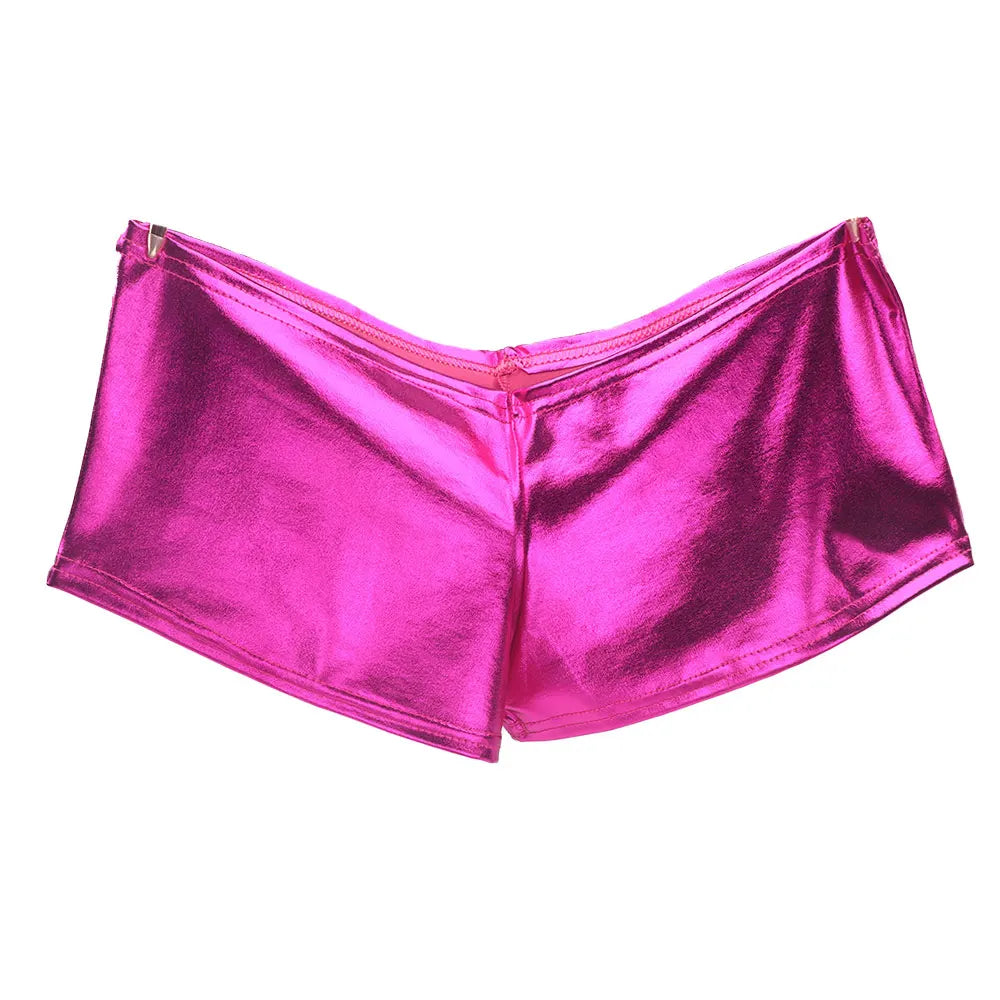 PU Patent Leather Glitter Shorts Sexy Pole Dance Wear