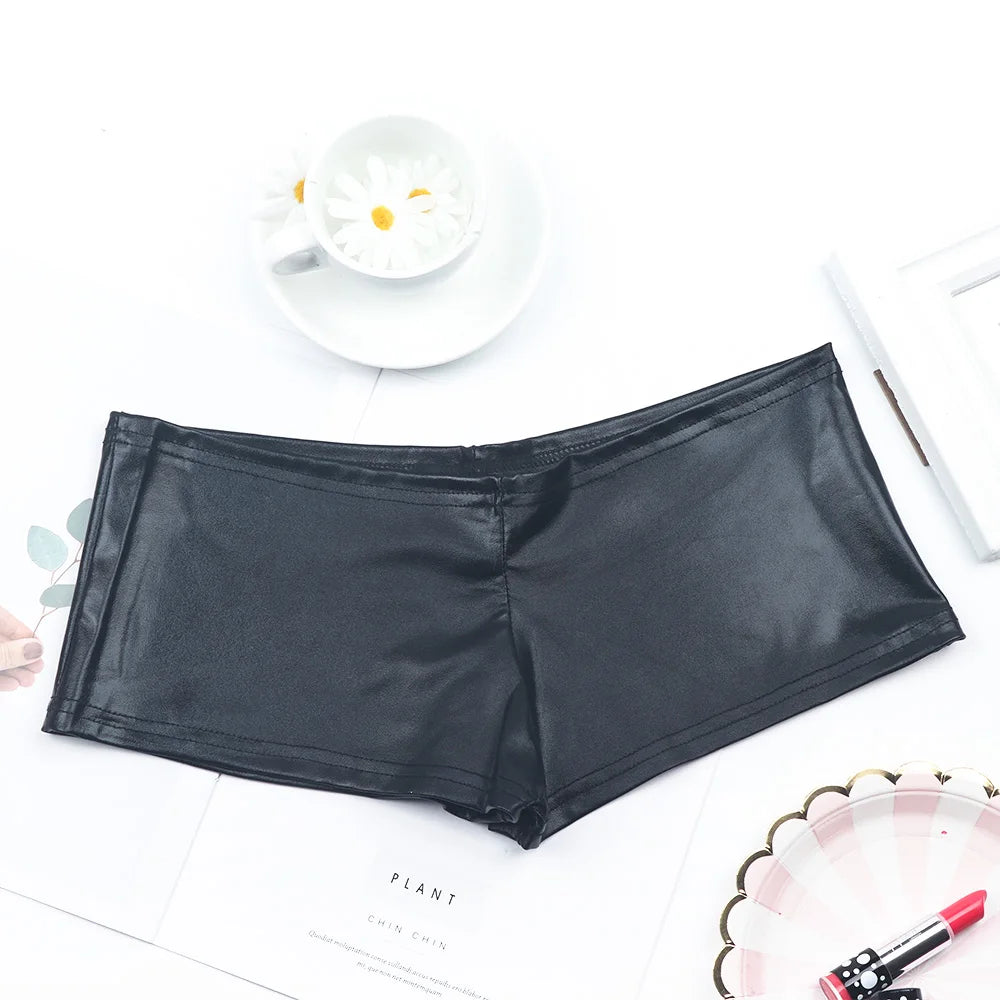 PU Patent Leather Glitter Shorts Sexy Pole Dance Wear