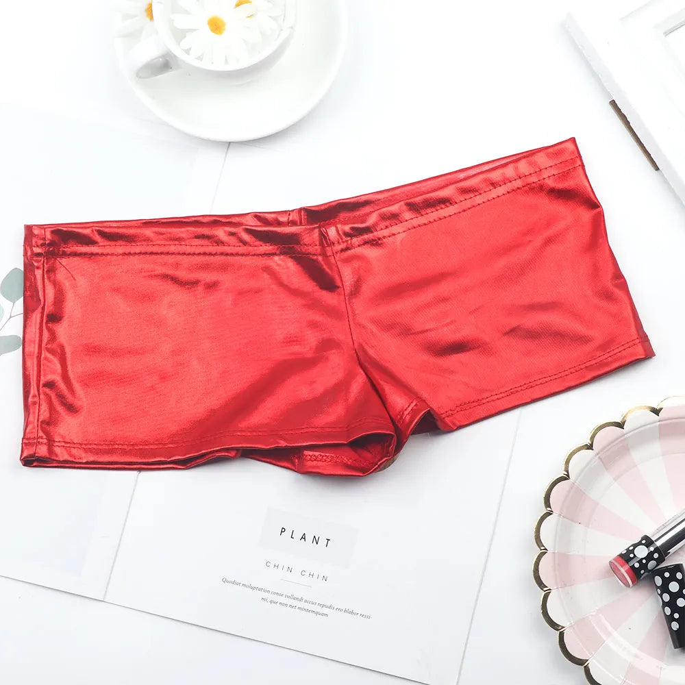 PU Patent Leather Glitter Shorts Sexy Pole Dance Wear