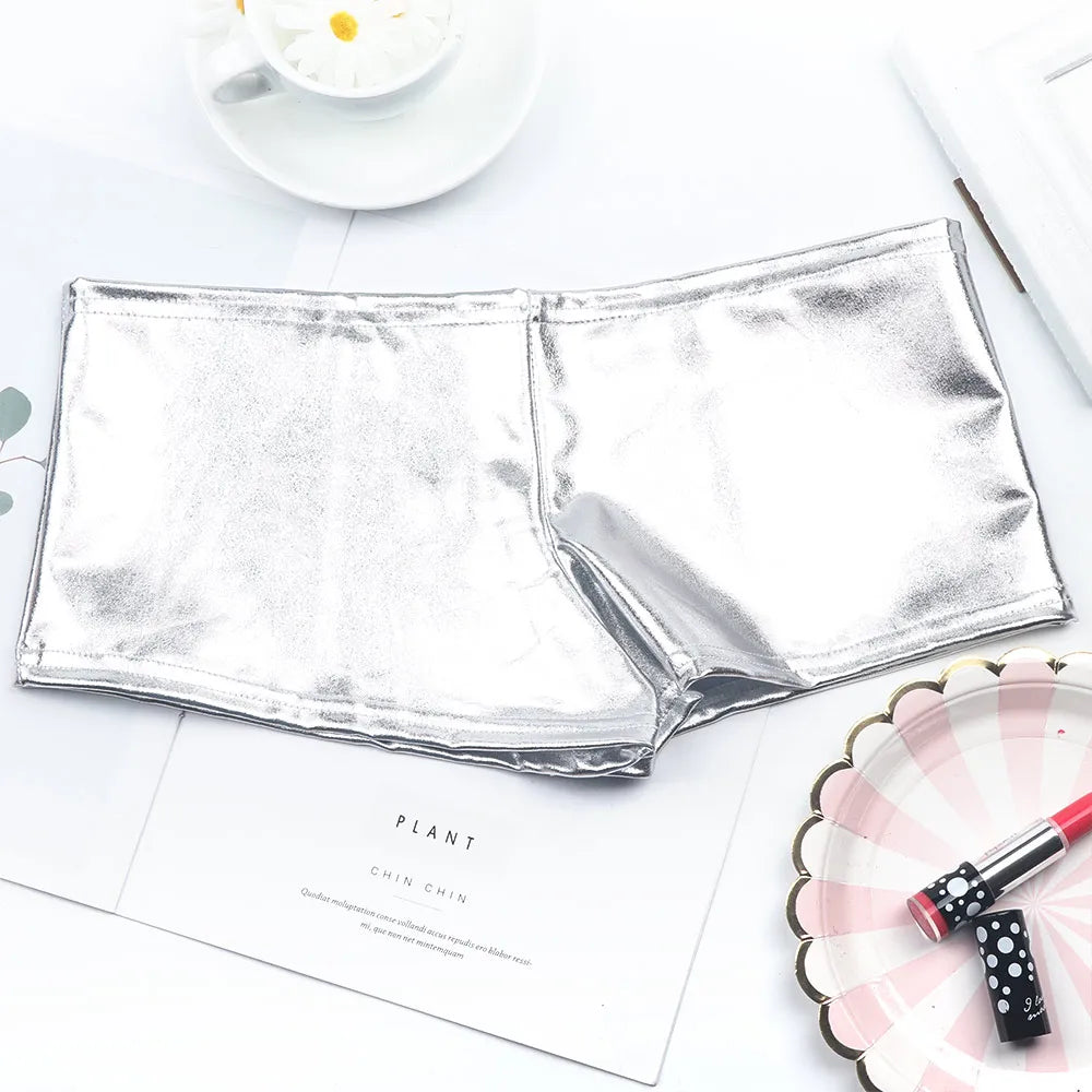 PU Patent Leather Glitter Shorts Sexy Pole Dance Wear