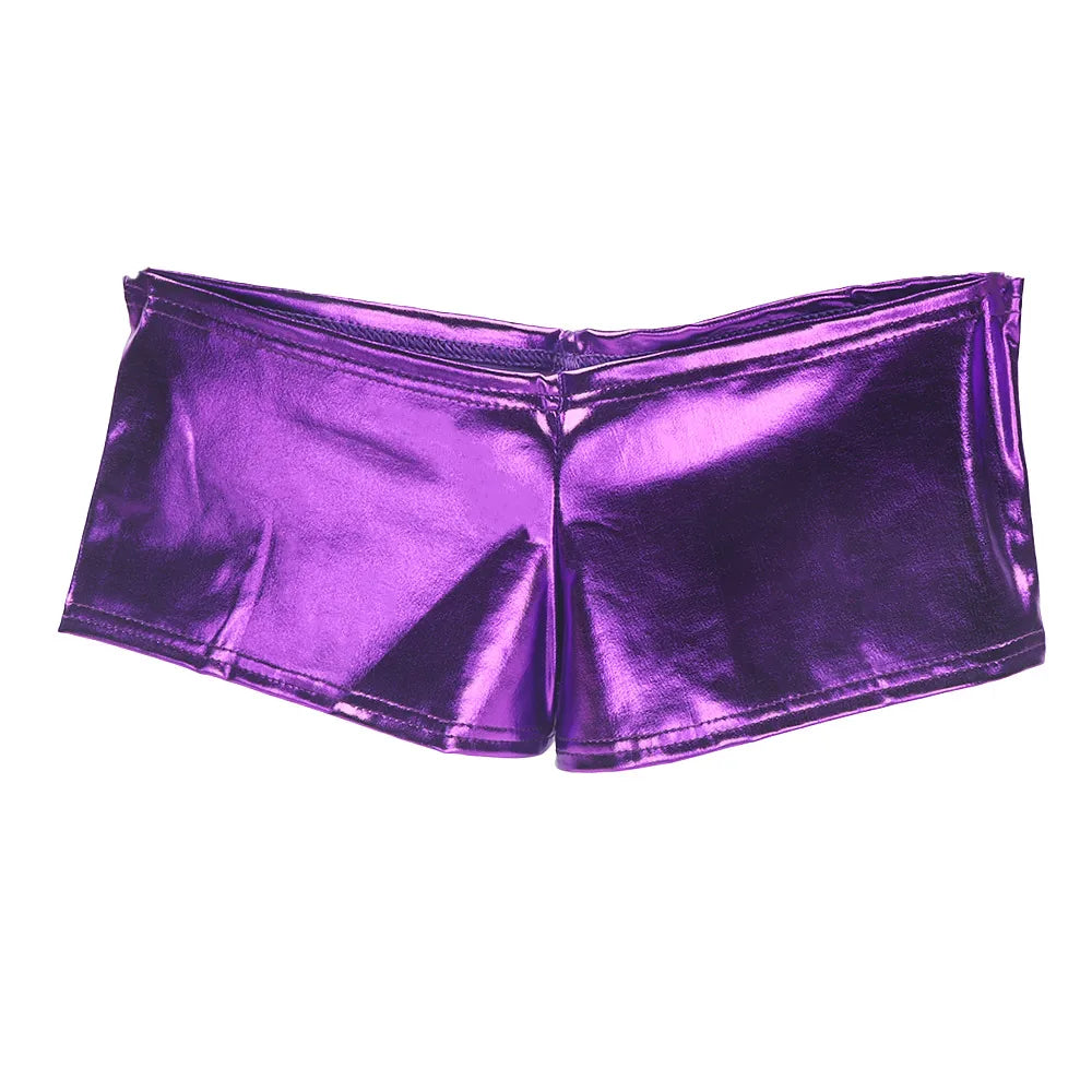 PU Patent Leather Glitter Shorts Sexy Pole Dance Wear