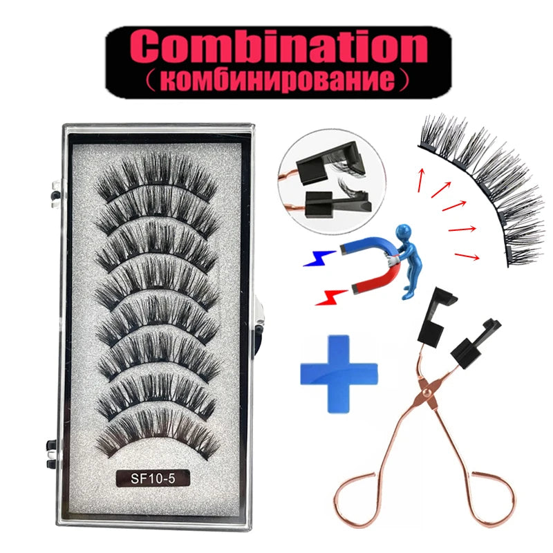 2 Pairs 5-Magnet 3D Magnetic False Eyelashes Natural