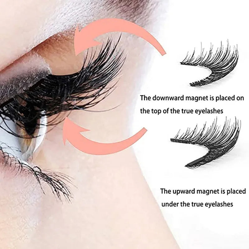 2 Pairs 5-Magnet 3D Magnetic False Eyelashes Natural