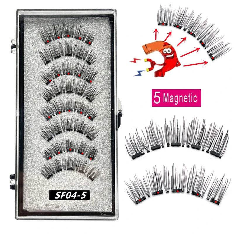 2 Pairs 5-Magnet 3D Magnetic False Eyelashes Natural