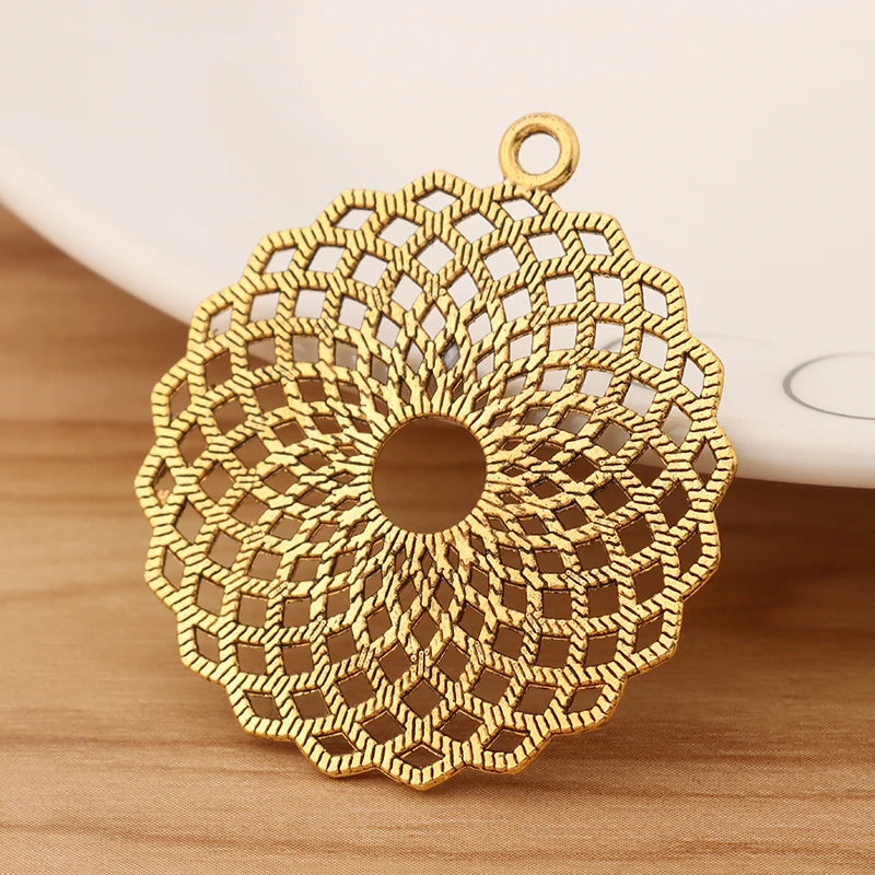 6Pcs Tibetan Silver & Gold Flower Charms for Jewelry DIY