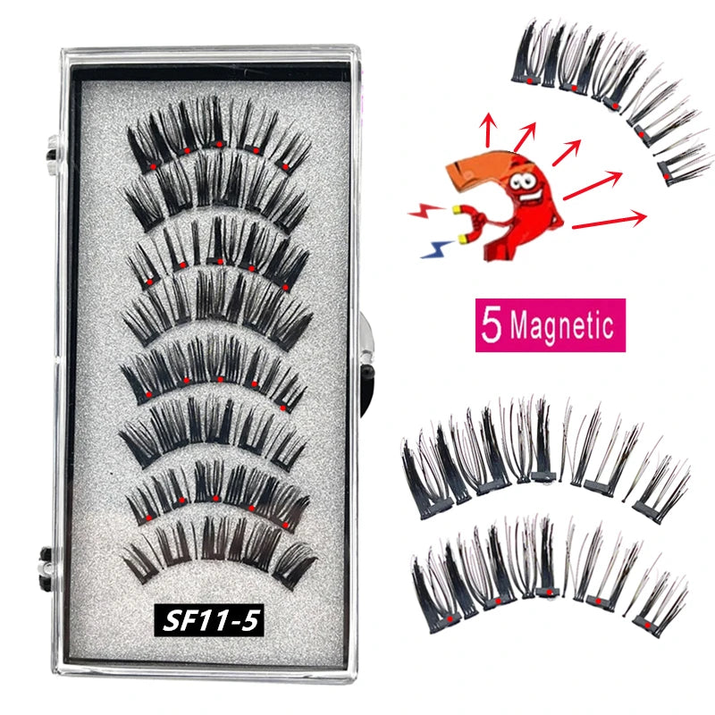 2 Pairs 5-Magnet 3D Magnetic False Eyelashes Natural