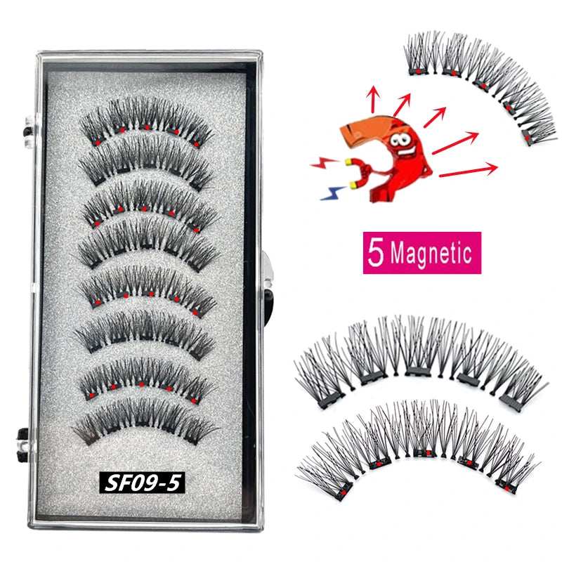 2 Pairs 5-Magnet 3D Magnetic False Eyelashes Natural