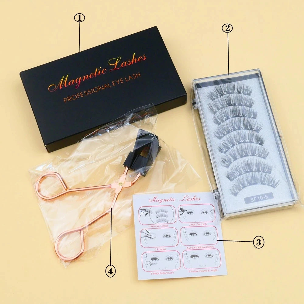 2 Pairs 5-Magnet 3D Magnetic False Eyelashes Natural