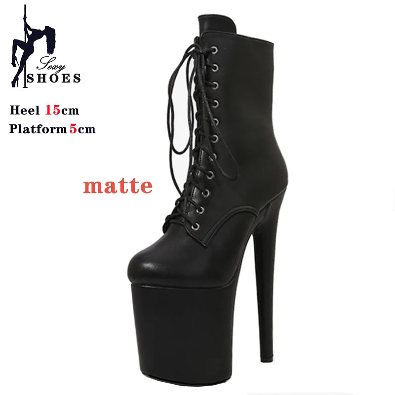 Strappy Platform Ankle Boots Women Pole Dance High Heels