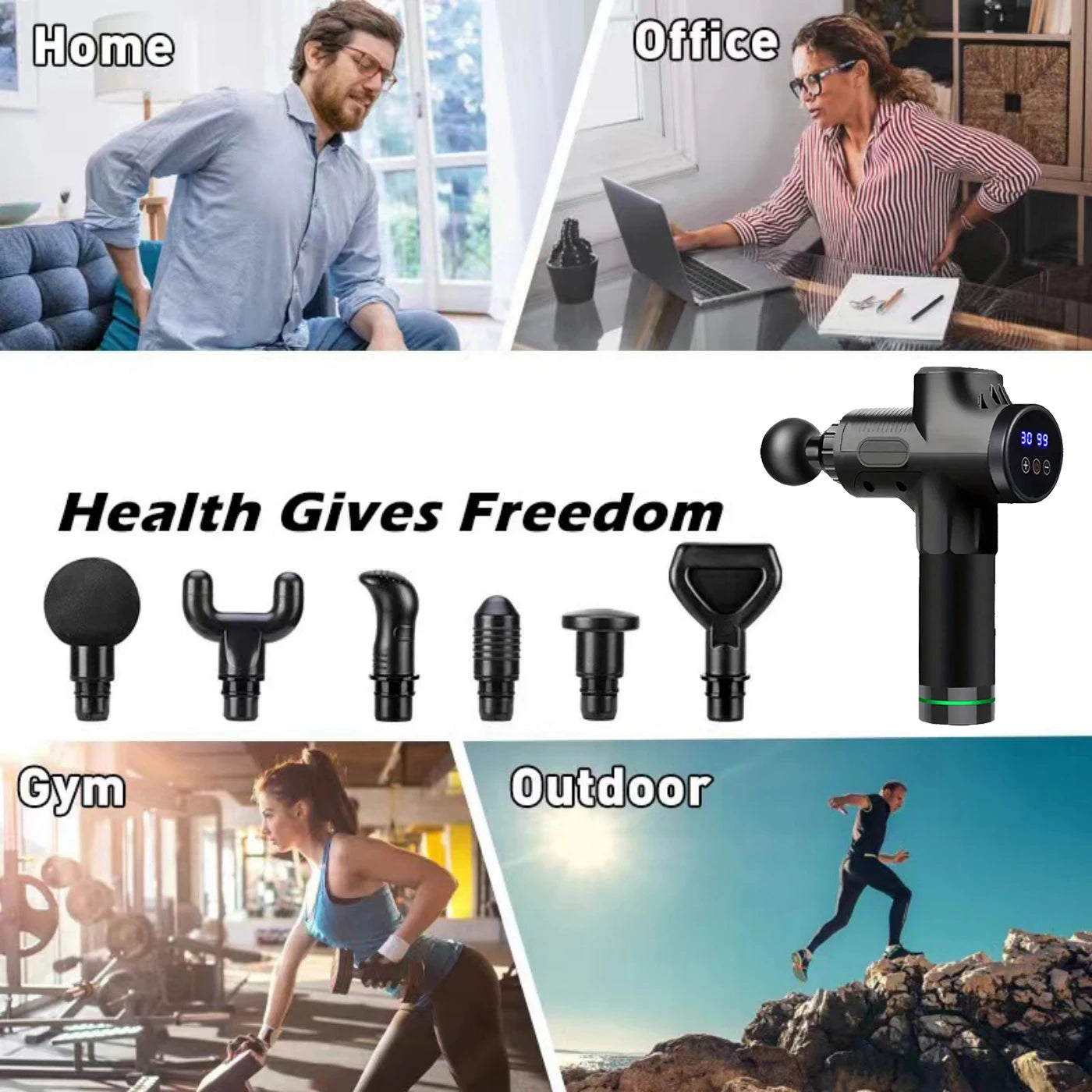 Deep Tissue Massage Gun Percussion 30-Speed LED Massager