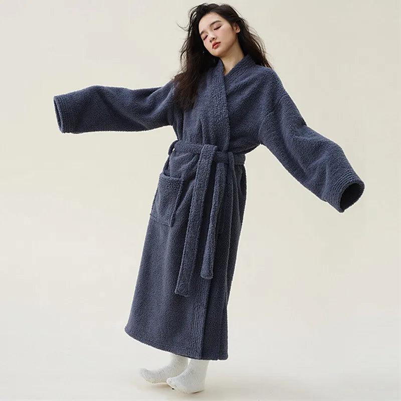 Women’s Coral Velvet Sleepwear Robe Warm Thick Bathrobe