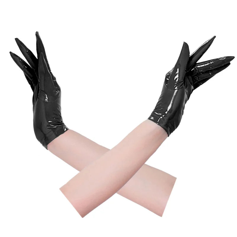 Sexy Patent Leather Gloves Women Long Short PU Cosplay