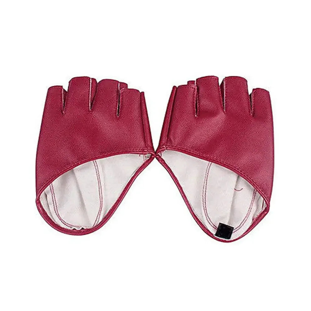 PU Leather Fingerless Gloves for Women Pole Dance