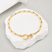 Adjustable Gold Paperclip Anklet Bracelet for Women