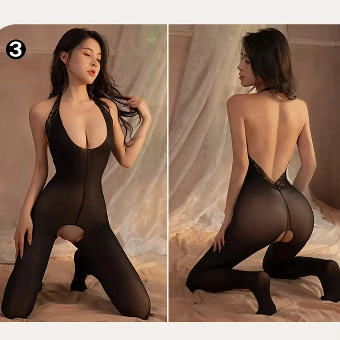 Sexy Fishnet Teddy Bodysuit Lingerie Women Full Sleeve