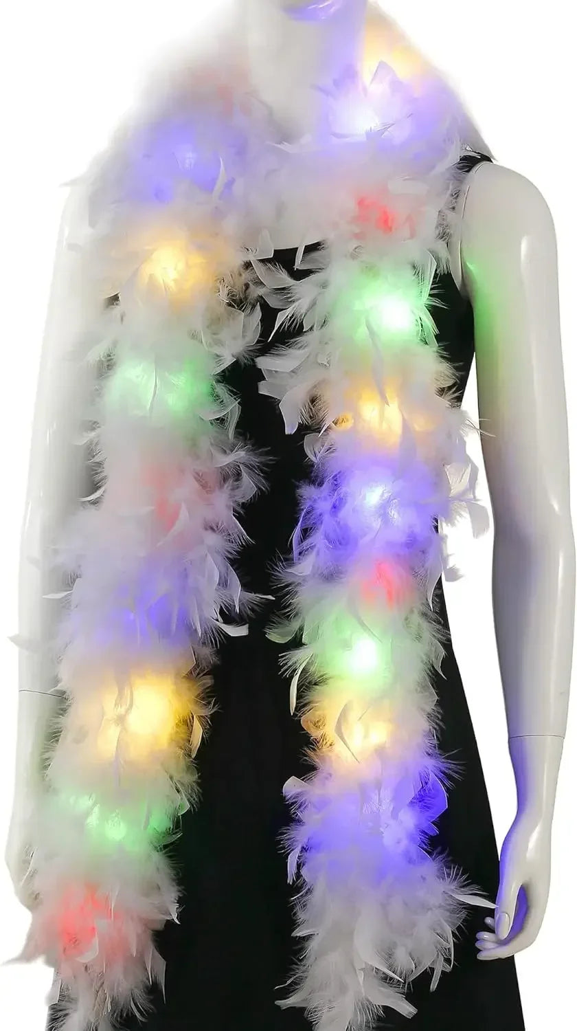 2M Colorful Feather Boa LED Lights Party Dance Accessory