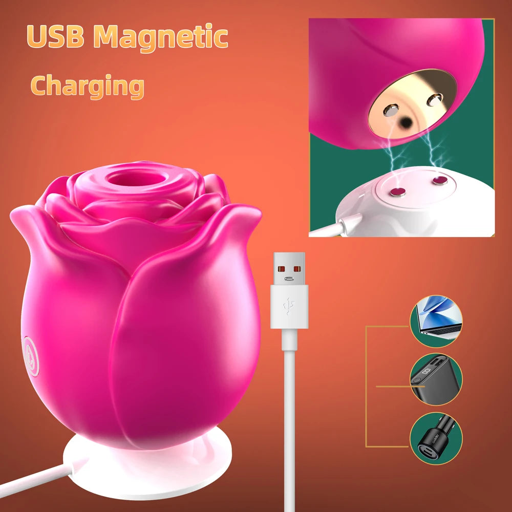 Rose-Shaped Clitoral Sucking Vibrator for Women