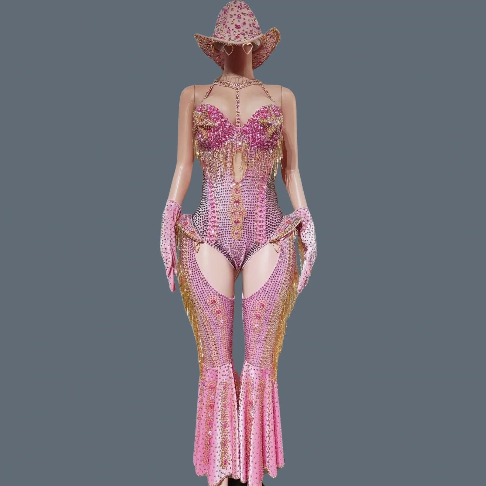 ChatGPT said:  Women’s Sparkly Red Rhinestone Bodysuit 4PC Party Set