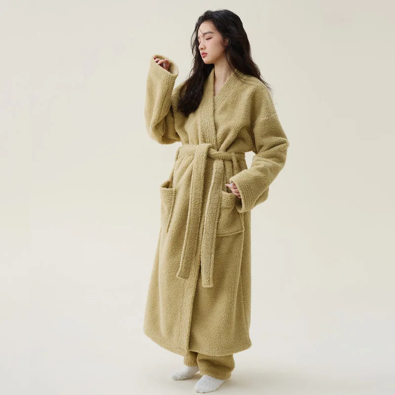 Women’s Coral Velvet Sleepwear Robe Warm Thick Bathrobe