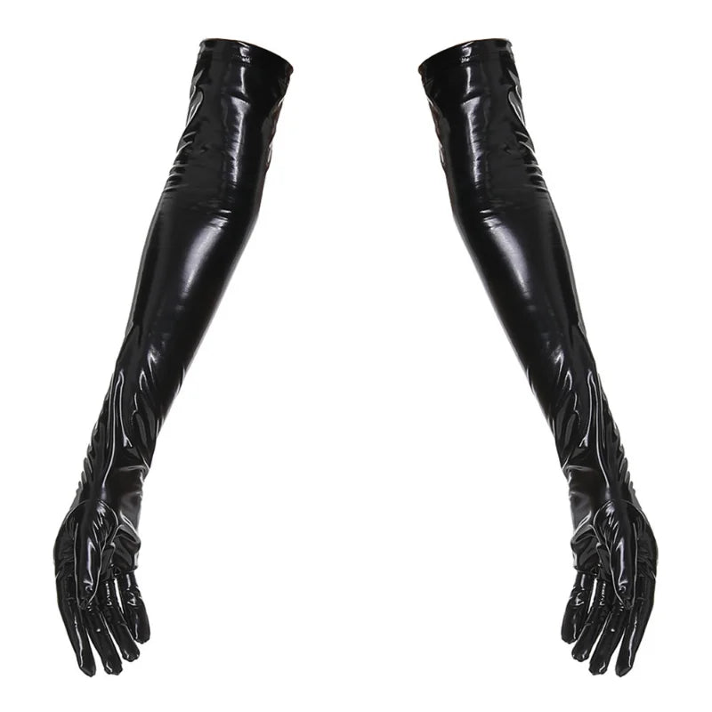 Sexy Patent Leather Gloves Women Long Short PU Cosplay