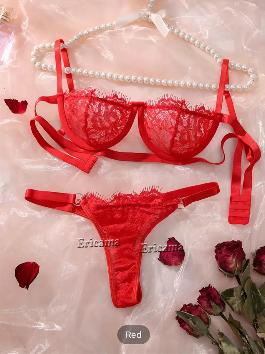 Women’s 2-Piece Floral Embroidery Lingerie Set Sexy