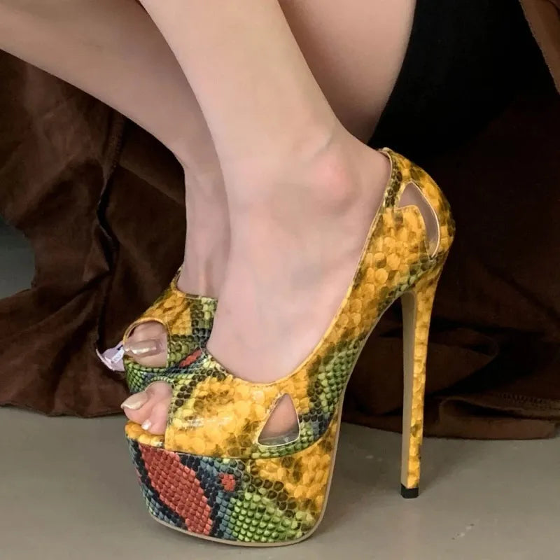 High Heel Platform Pumps Women Sexy Peep Toe Stilettos