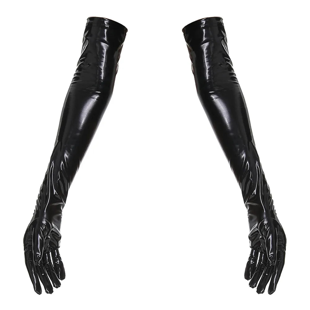 Sexy Patent Leather Gloves Women Long Short PU Cosplay