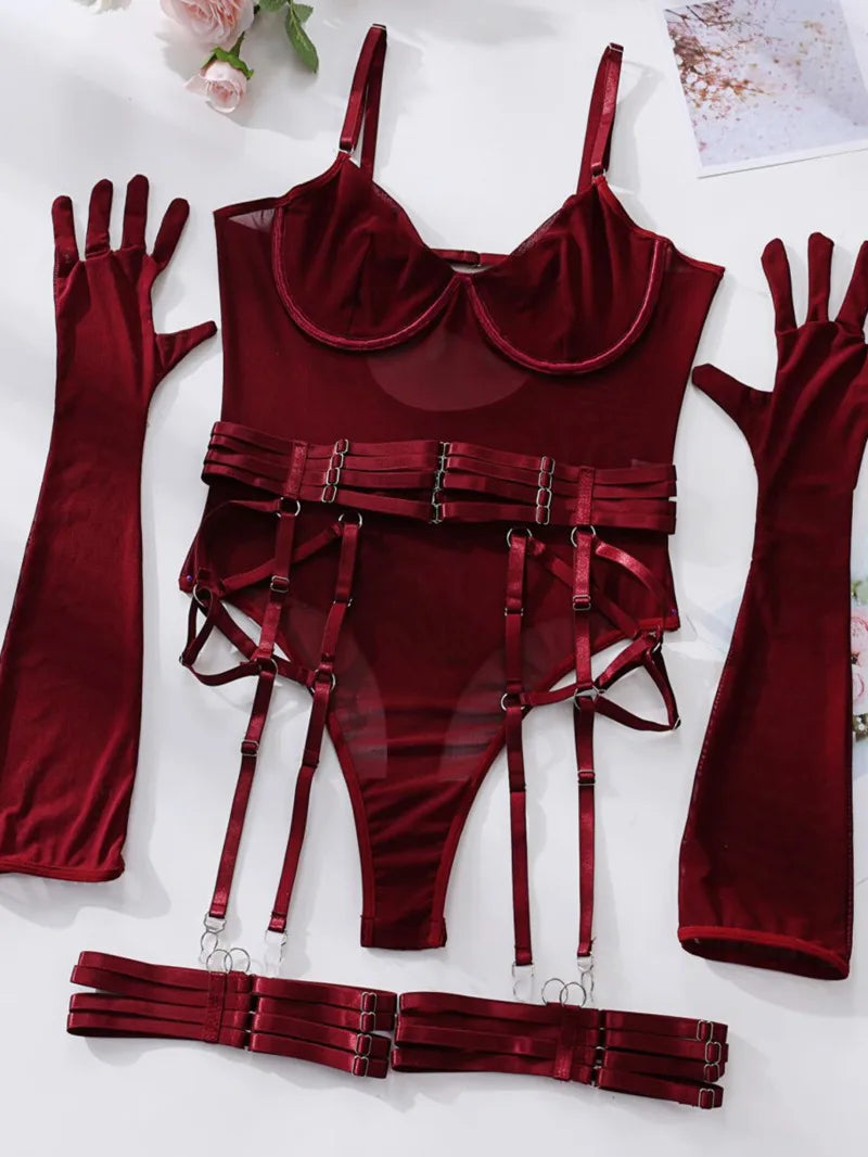 Sexy Mesh Bodysuit Lingerie Women Lace One-Piece Suit