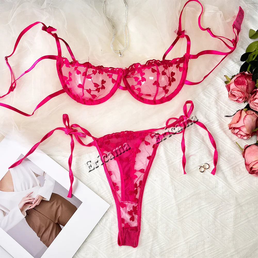 Women’s 2-Piece Floral Embroidery Lingerie Set Sexy