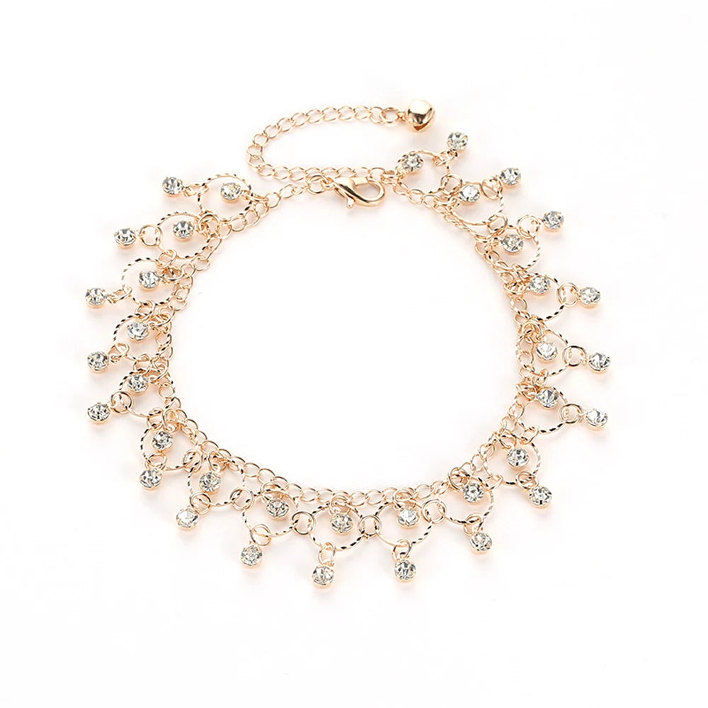 Crystal Bells Tassel Anklet Jewelry for Women