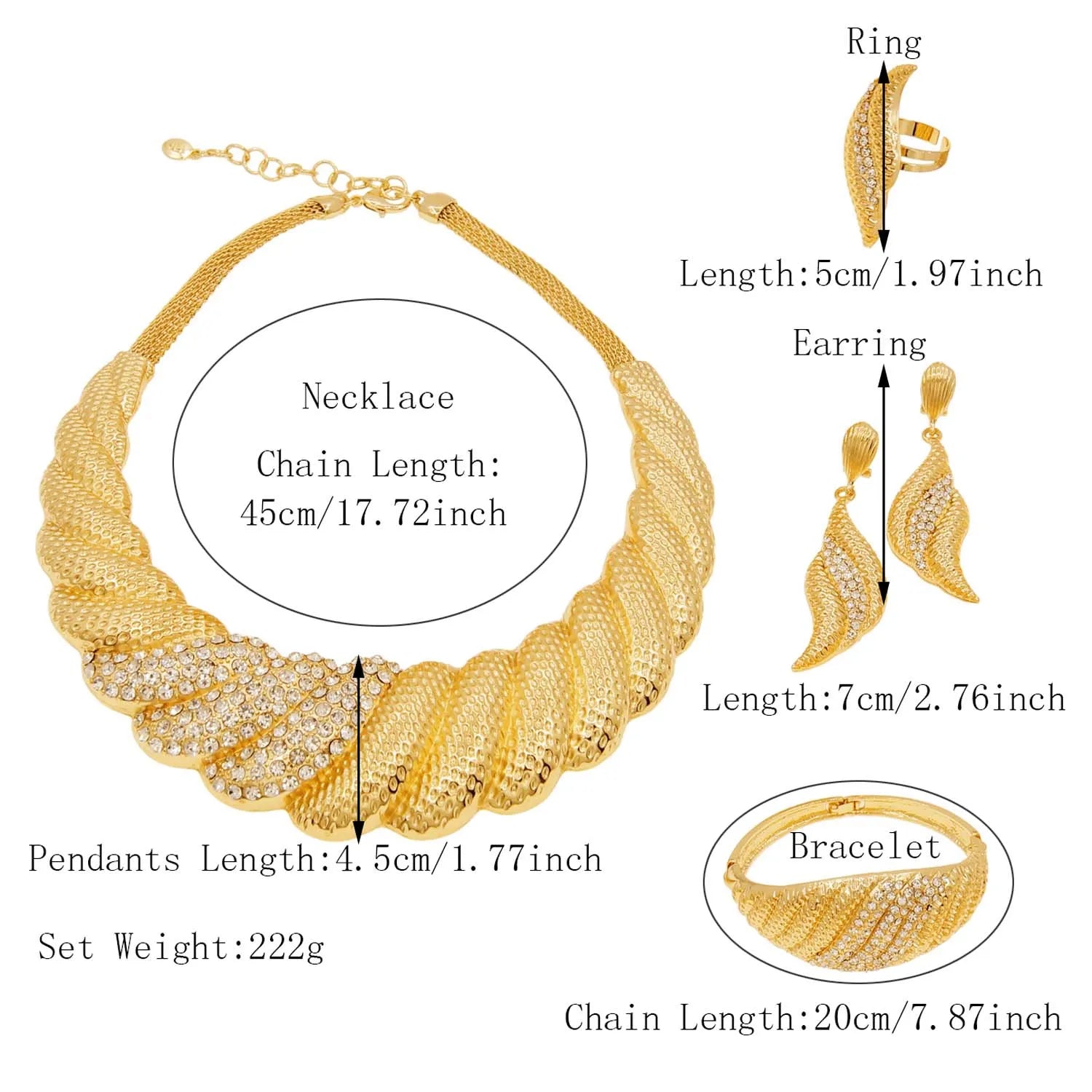 Dubai Gold Plated Jewelry Set Women Wedding Party Necklace