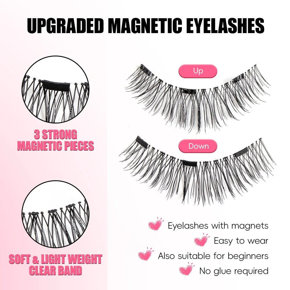 2 Pairs Reusable Magnetic Lashes with Tweezer