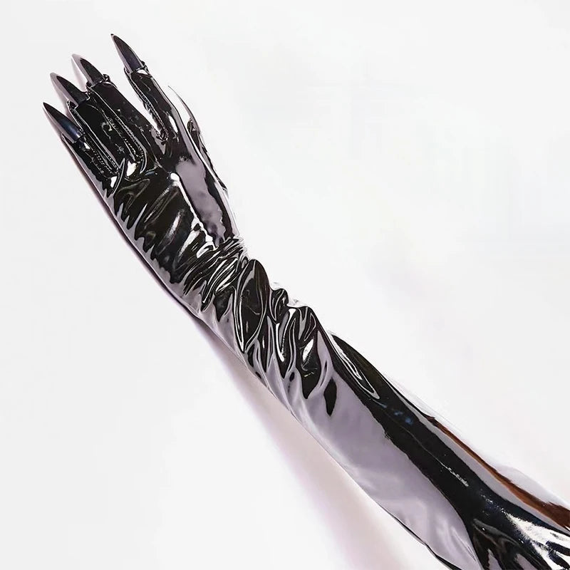 Shiny Latex Gloves with Long Nails Cosplay Dance Props