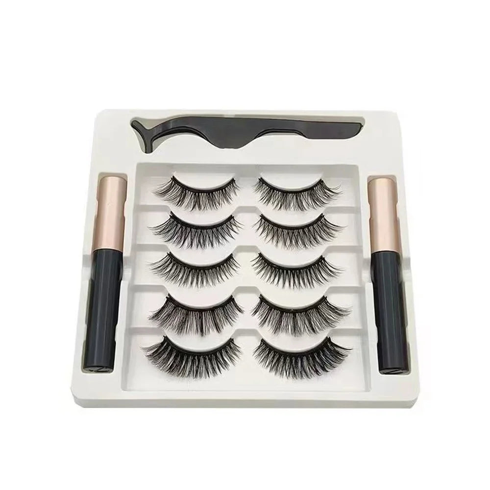 5 Pairs Magnetic False Eyelashes Full Natural Strip Set