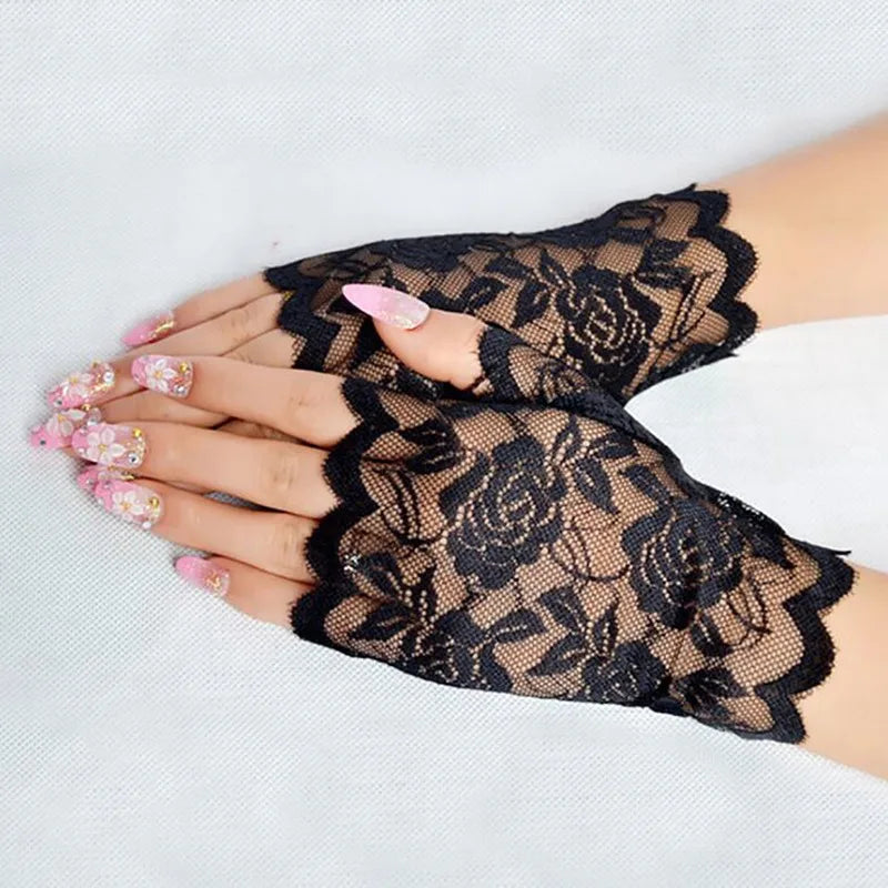 Sexy Bridal Lace Fingerless Gloves Women Party Dressy
