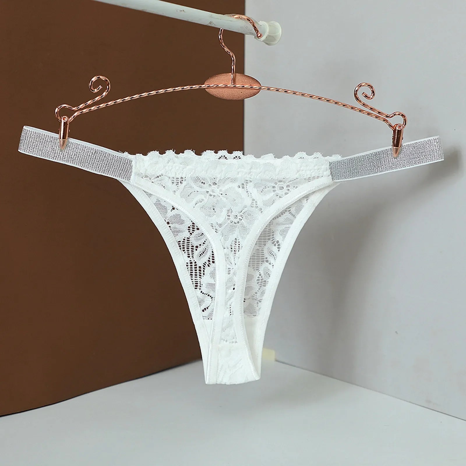 Sexy Mid-Waist Lace Thong Women Solid Color Underwear