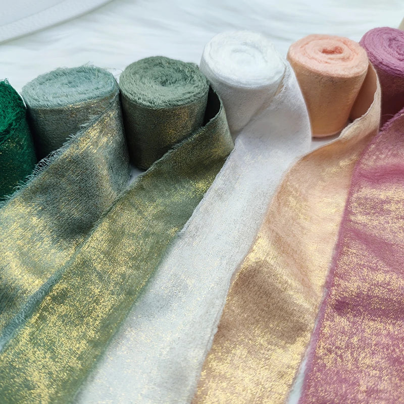 Sparkling Chiffon Silk Ribbon Bridal Bouquet Wrap Decor
