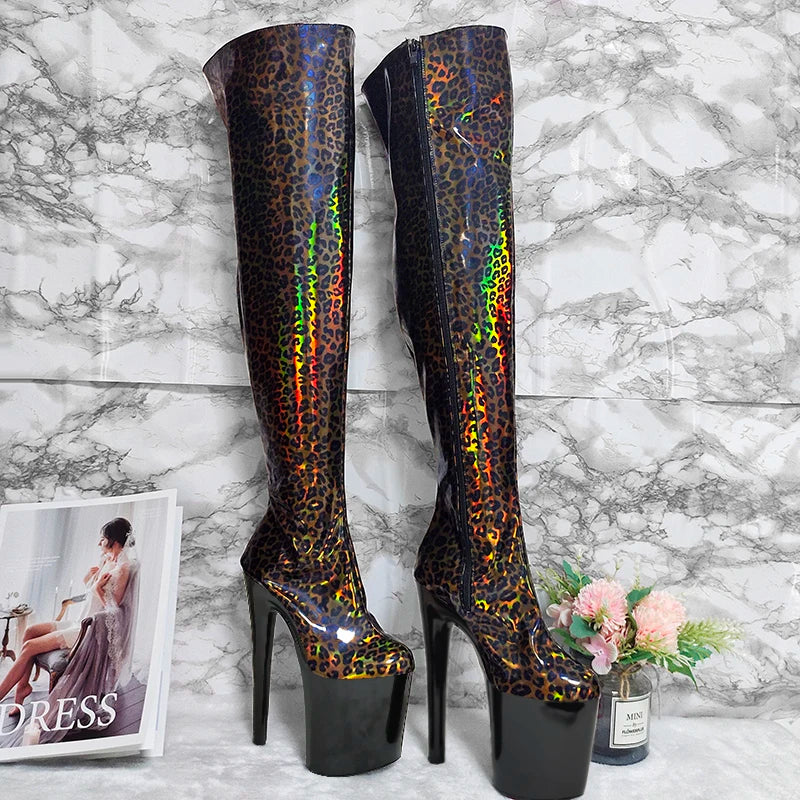 Thigh-High 8Inch Boots Women Gold & Silver High Heels